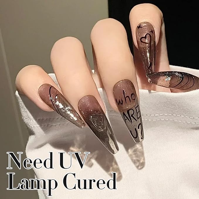 Double Rhythm 0.50 OZ Gel Polish Hema Free Same Color Same Bottle Golden Round Translucent Neutral Natural Milky 15 ML Jelly UV Polish Art DIY at Home (Black-C1366)
