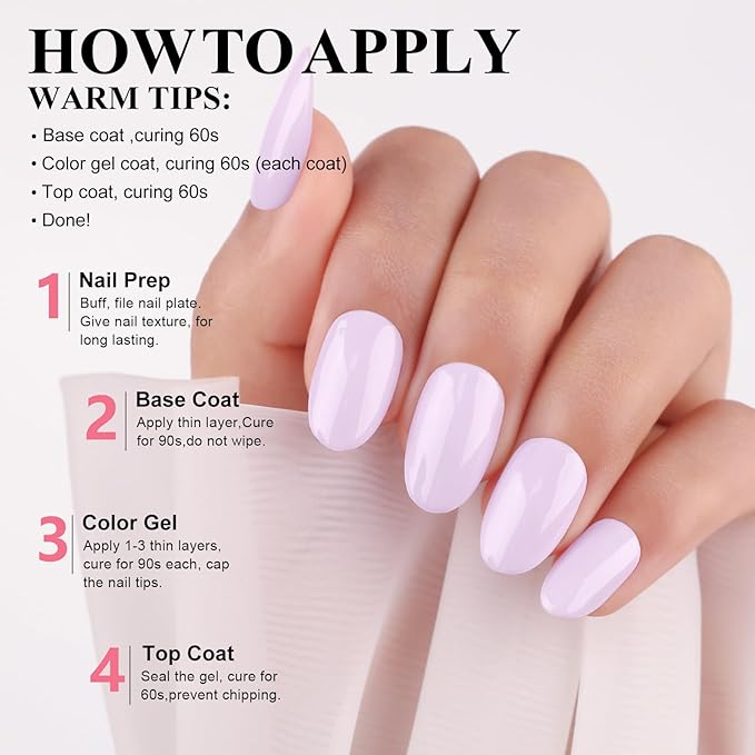 Imtiti Gel Nail Polish, Light Purple Color Gel Polish for Salon & DIY Nail Design, 0.5 Fluid Ounces