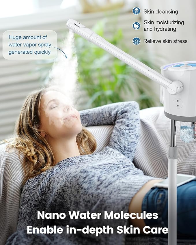 Kingsteam Professional Facial Steamer with Ozone - Ionic Nano Hot Mist Steamer with Large Capacity and 30 Min Timer for Estheticians, Beauty Salons, and Home Skin Care Use-VivaGrace Women