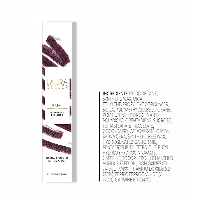 LAURA GELLER NEW YORK Kajal Longwear Kohl Eyeliner Pencil - Smoky Amethyst Kohl - Caffeine and Vitamin E - Smooth & Blendable Liner - Built-In Sharpener