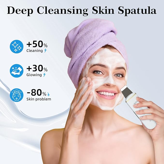 GUGUG Skin Scrubber Face Spatula Skin Spatula Pore Cleaner Blackhead Remover Tools for Facial Deep Cleansing-4 Modes -White-VivaGrace Women