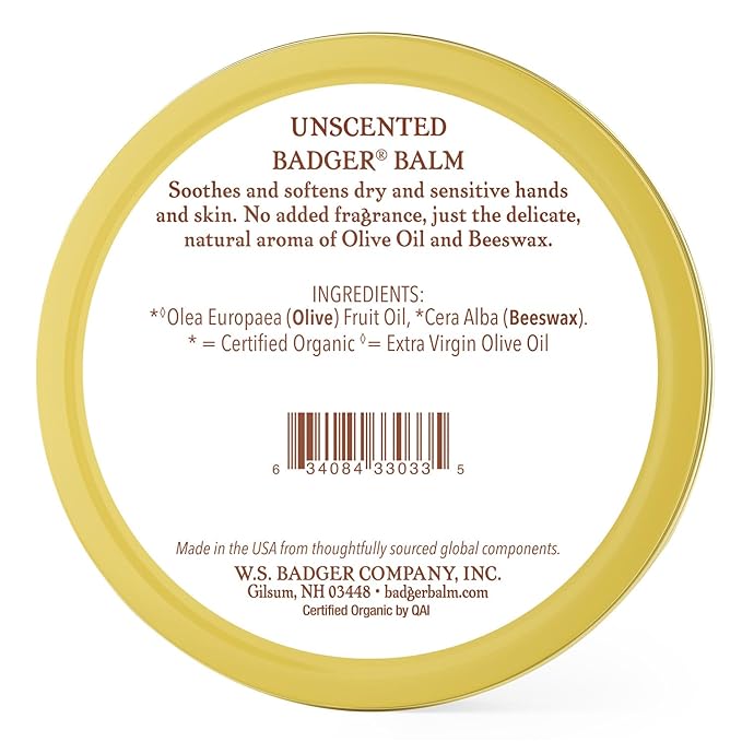 Badger - Unscented Dry Skin Balm, Sensitive Skin Balm, Moisturizing Balm for Dry Cracked Skin, Unscented Balm, Skin Moisturizer Balm, 2 oz-VivaGrace Women