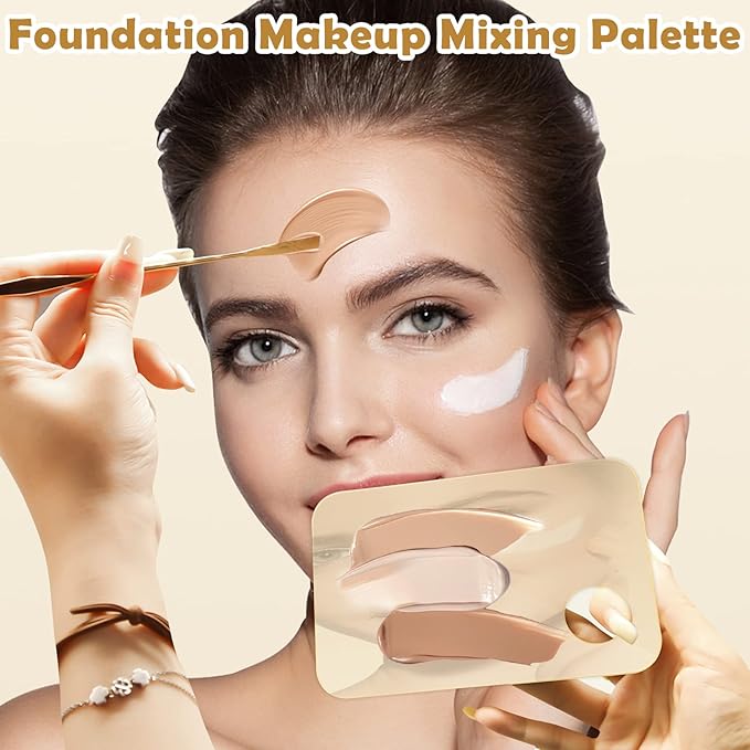2Pcs Acrylic Makeup Mixing Palette with 2 Pcs Makeup Spatula, Foundation Mixing Tray Cosmetic Palette Mixer Makeup Palette for Foundation, Makeup Mixing Tray for Mixing Eye Shadow Lipsticks Nail Art-VivaGrace Women