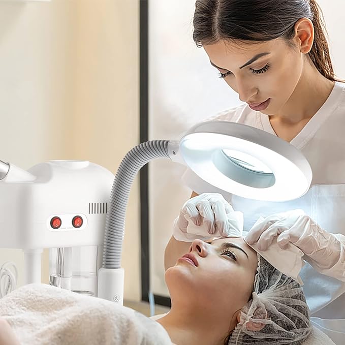 Winado 2 in 1 Facial Steamer with 5X Magnification Light, Deep Cleaning for Personal Skin Care, Beautician Steamer Professional Humidifier Facial Spa Mist Steam for Home & Beauty Salon, White-VivaGrace Women