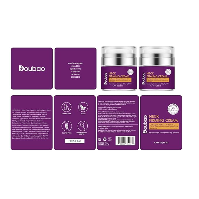 Advanced Neck Firming Cream – 3% Retinol & Hyaluronic Acid for Wrinkle Reduction, Lifting & Skin Tightening – Anti-Aging Moisturizer for Face, Neck & Décolleté – Deep Hydration, 3.4 FL(2 bottle)-VivaGrace Women