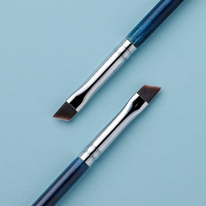 Eyeliner Brush Fine Angled - PRO Precision Gel Eye Liner Makeup Brush -Ultra Thin Slanted Flat Angle - Premium Cruelty Free Synthetic Bristles (E835 Blue)-VivaGrace Women