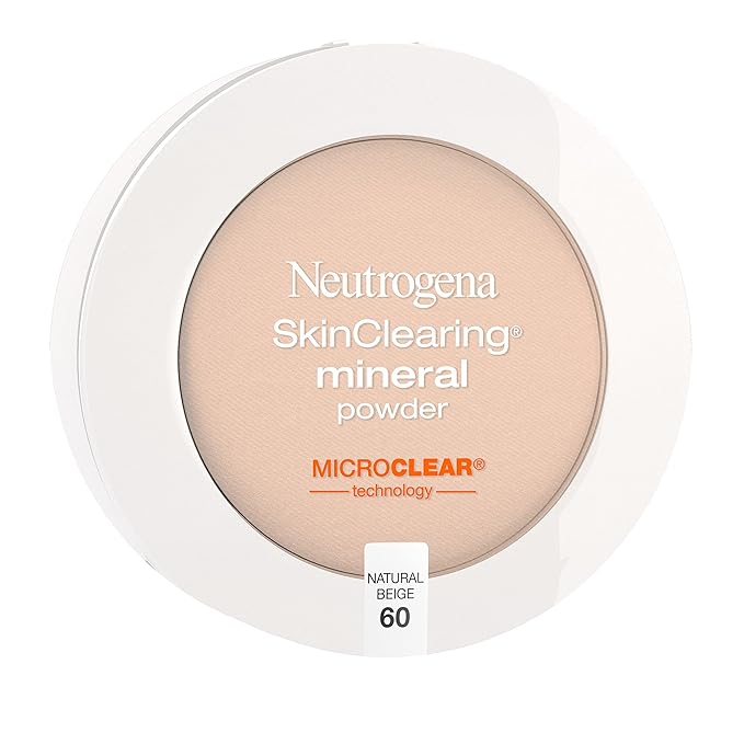 Neutrogena SkinClearing Mineral Acne-Concealing Pressed Powder Compact, Shine-Free & Oil-Absorbing Makeup with Salicylic Acid to Cover, Treat & Prevent Breakouts, Natural Beige 60,.38 oz (Pack of 2)-VivaGrace Women