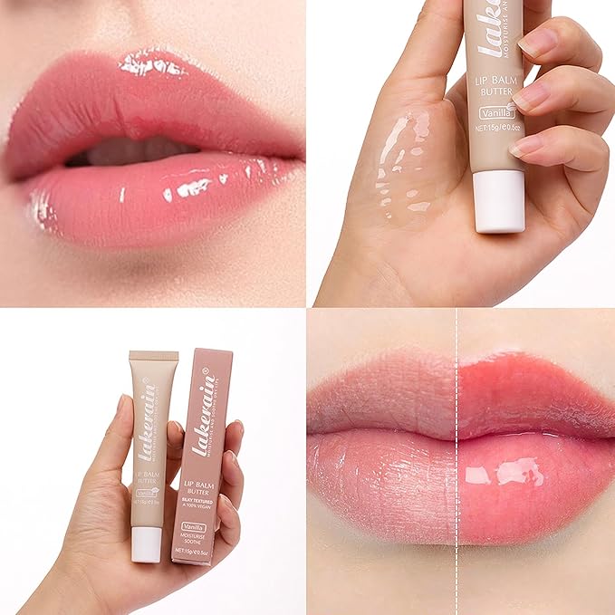 Lip Butter Balm, Day/Night Hydrating Lip Mask, Moisturizing Lip Balm Butter, Ultra-Nourishing Lip Care Moisturizer, Lip Butter Gloss Shine Lip Glow Oil Makeup#1 Vanilla-VivaGrace Women