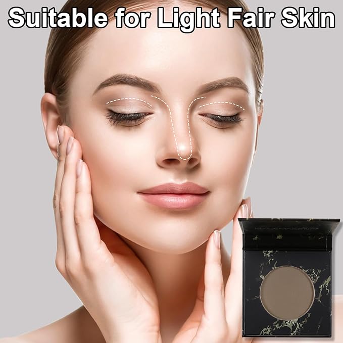 Matte Contour Palette, Face Sculpting Grey Contour Powder for Light Fair Skin, Cool Toned Bronzer Makeup, Buildable Matte Contouring, 01#Grey Brown