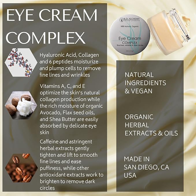 RD Alchemy - Natural & Organic Eye Cream Complex - Best Eye Cream for Dark Circles, Wrinkles, & Eye Bags. Anti Aging Retinol & Peptides Lighten Dark Circles & Smooth Fine Lines & Crow's Feet-VivaGrace Women
