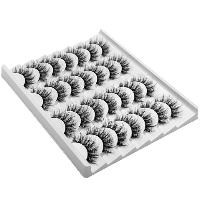 Fake Lashes False Eye Lashes Mink False Eyelashes Natural Cat Eye Lashes Fluffy Fake Eyelashes 16MM Lashes A25-VivaGrace Women
