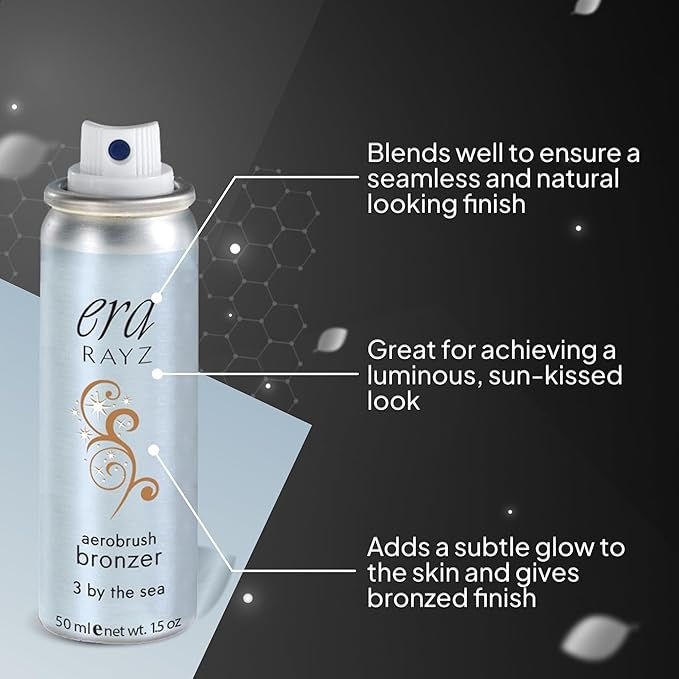 ERA Rayz spray on bronzer (3 By The Sea, 1.5 oz) - airbrush makeup, everyday, buildable, professional aerobrush cosmetics by Era Beauty-VivaGrace Women