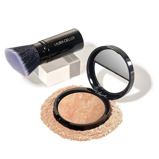 LAURA GELLER NEW YORK Baked Balance-n-Brighten Foundation with Kabuki Brush Makeup Set, Light-VivaGrace Women