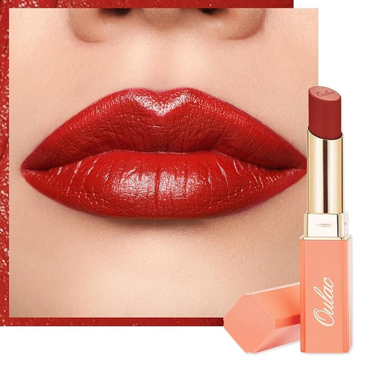 Oulac Red Lipsticks for Women, Deep Red Matte Lipstick, Full Coverage Lip Color, Satin Matte Finish, Cream Texture, Hydrating, Infused with Hyaluronic Acid, Vegan & Clean Beauty 4g SG07 Body Heat-VivaGrace Women