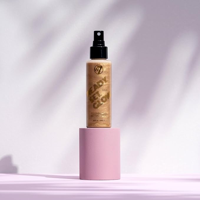 W7 Ready Set Glow Trio - 3 Piece Set - Makeup Setting Spray - Shimmer Finish - Long-Lasting, Ultra-Fine Formula (Rose Gold, Gold & Holo)-VivaGrace Women
