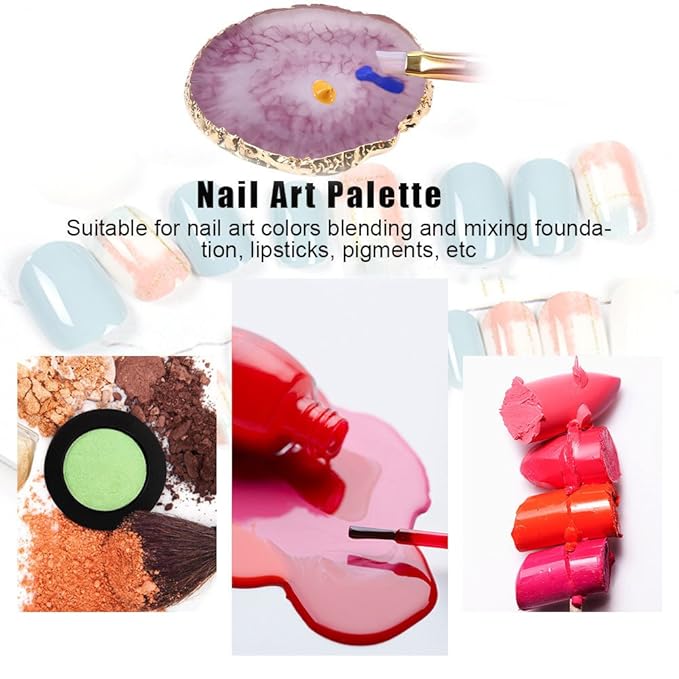 Nail Art Palette, Natural Resin Stone Nail Art Palette for Painting Placing Things Making Nail(Rose red)-VivaGrace Women