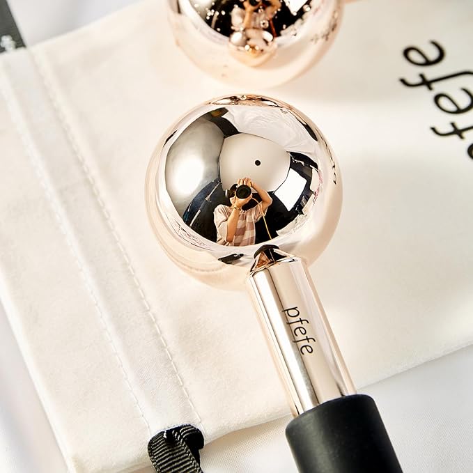 Ice Globes for Face & Eyes, Unbreakable Stainless Steel Cryo Sticks for Beauty Routines, Facials Cold Roller Colling Globes for Puffiness, Wrinkles, Dark Circles, Headaches-VivaGrace Women