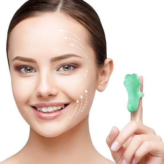 Portable Mini Facial Massage Ball, Waterproof Rechargeable Powerful Multifunctional Eye Face Finger Massager (Green)-VivaGrace Women