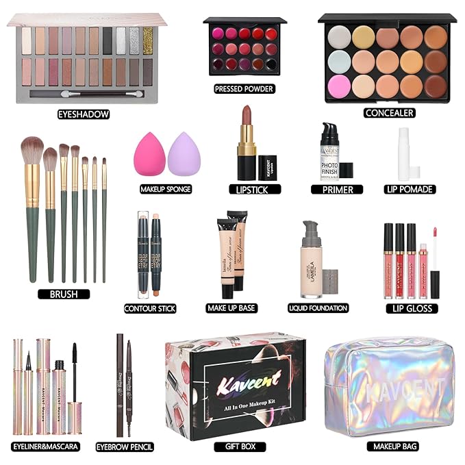 Makeup Kits Makeup Kit for Women Full Kit Makeup Set for Women Foundation Face Primer Eyeshadow Concealer Lipstick Makeup Bag Makeup Sets for Teens-VivaGrace Women