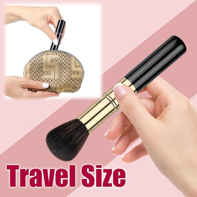 Retractable Makeup Brush, Travel Kabuki Powder Brush, Retractable Blush Brush, for Blush, Bronzer, Buffing, Highlighter Flawless Powder Cosmetics, Travel Friendly-VivaGrace Women