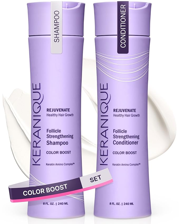 Keranique Color Safe Shampoo and Conditioner - Protect and Extend Color Shampoo and Conditioner for Women with Dry, Fine, Color Treated Hair - Sulfate Free Set for Colored Hair with UV Protection-VivaGrace Women