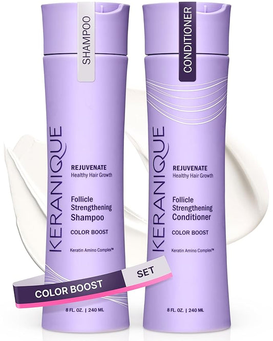 Keranique Color Safe Shampoo and Conditioner - Protect and Extend Color Shampoo and Conditioner for Women with Dry, Fine, Color Treated Hair - Sulfate Free Set for Colored Hair with UV Protection-VivaGrace Women