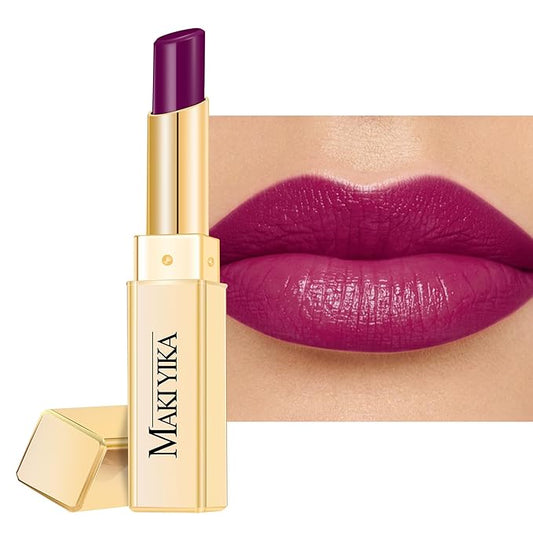 MAKI YIKA Moisture Purple Lipstick for Women Hydrate Lip Gloss for Dry Cracked Lips Weightless Glossy Lip Color Juicy Finish,MA067 Jam Purple-VivaGrace Women