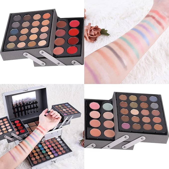 132 Color All- In- One Makeup For Women Full Kit,Professional Makeup Kit,Makeup Gift Set for Women,Girls&Teens,Include eyeshadow/lipstick/concealer/Lip Gloss/Eyeliner/Mascara(006N2-Silver)-VivaGrace Women