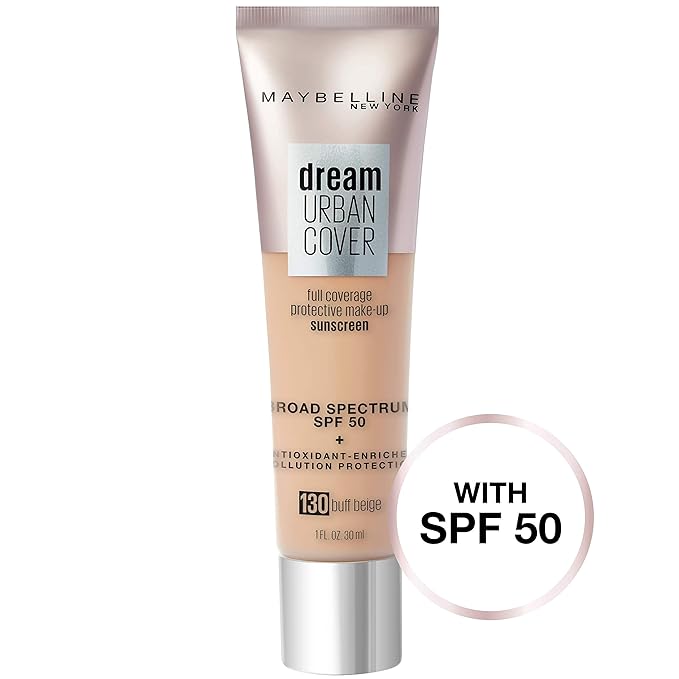 Maybelline Dream Urban Cover Flawless Coverage Foundation Makeup, SPF 50, Buff Beige-VivaGrace Women