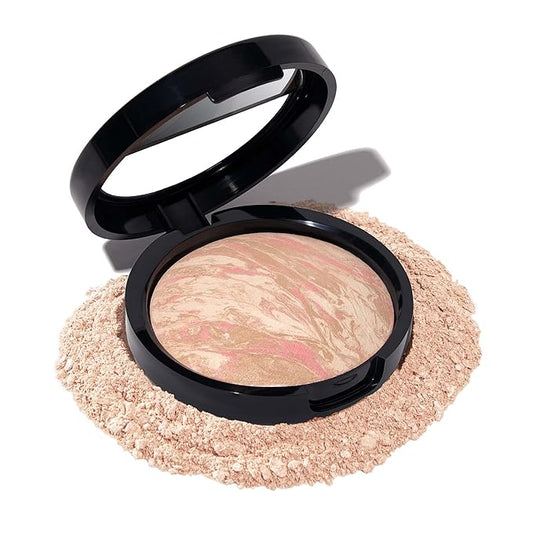 LAURA GELLER NEW YORK Award-Winning Baked Balance-n-Brighten Color Correcting Powder Foundation - Porcelain - Buildable Light to Medium Coverage - Demi-Matte Natural Finish-VivaGrace Women