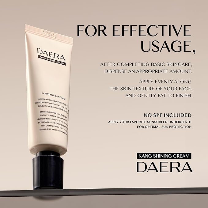 DAERA Kang Shining Korean BB Tinted Moisturizer Cream (1 Color,Neutral), Self Adjusting BB Cream,1.35 fl oz, Glowing Skin Natural Makeup, Buildable Coverage, Lightweight-VivaGrace Women