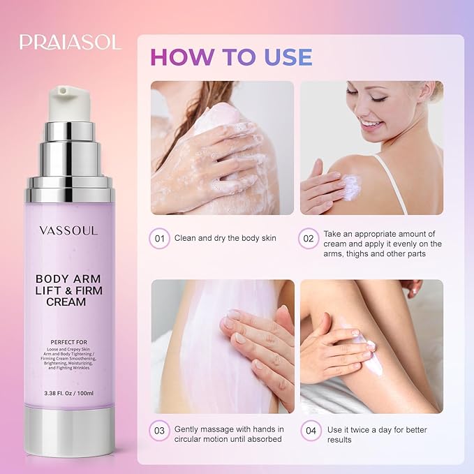 VASSOUL Lift and Firm Arm Cream : Skin Tightening Cream for Body - Firms Loose Skin, Reduces Cellulite on Arms, Thighs & Butt – 100ML-VivaGrace Women