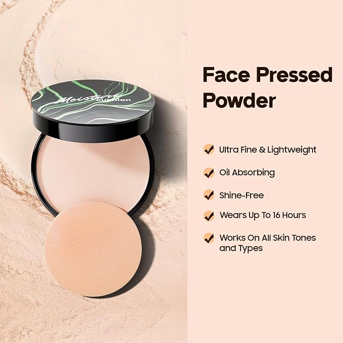 Face Setting Powder Makeup - Waterproof Long-Lasting Pressed Powder, Oil Control Finishing Powder Makeup, Smooth & Flawless, Poreless Matte Weightless for All Skin Types, Cruelty-free (Natural)-VivaGrace Women