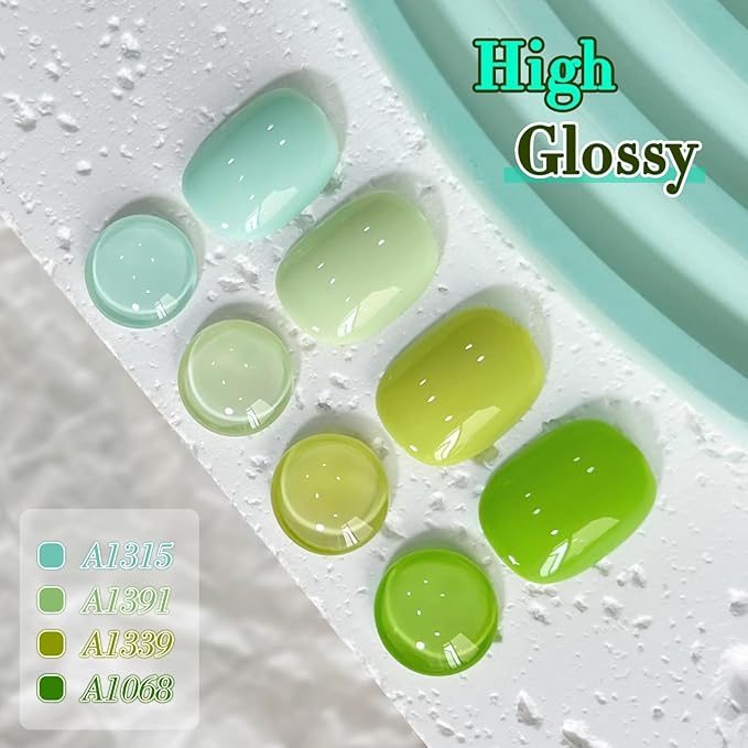 Double Rhythm 6 Pcs 15 ML Gel Polish Set Same Color Same Bottle Soak Off Gel Polish Kit Nail Art Manicure Salon DIY at Home for Women (Light Dark Green Olive Teal-T6-15)-VivaGrace Women