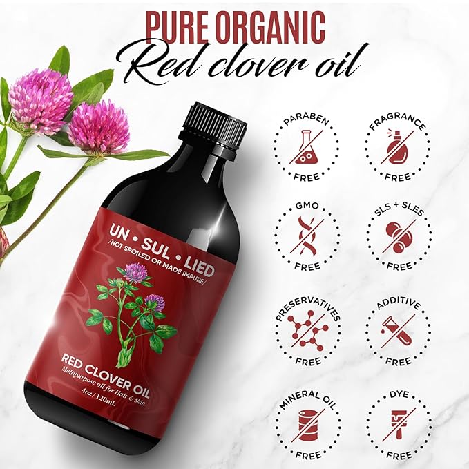 UN·SUL·LIED Red Clover Multipurpose Oil For Hair and Skin, 4 oz-VivaGrace Women