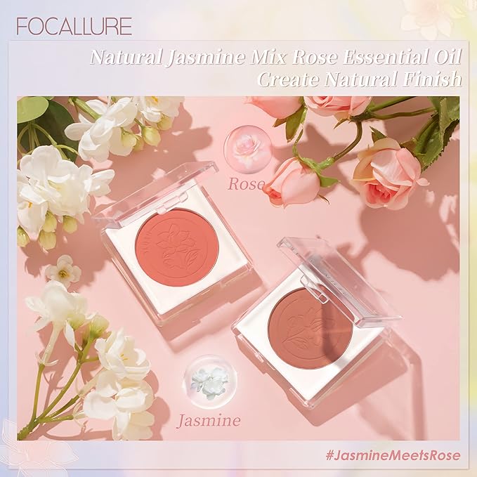 FOCALLURE Powder Palette Blush, Matte Mineral Blush Powder, Bright Shimmer Face Blush Makeup, Contour and Highlight Blush Palette, Highly Pigmented, Long Lasting, Waterproof, Blendable, #201-VivaGrace Women