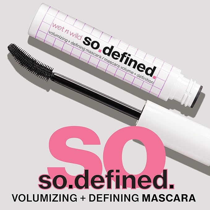 wet n wild So Defined Mascara, Volumizing & Lengthining with a Buildable Castor Oil-Infused Formula, Long-Lasting Clump-Free Application for Visibly lifted lashes, Vegan & Cruelty-Free - BLACK