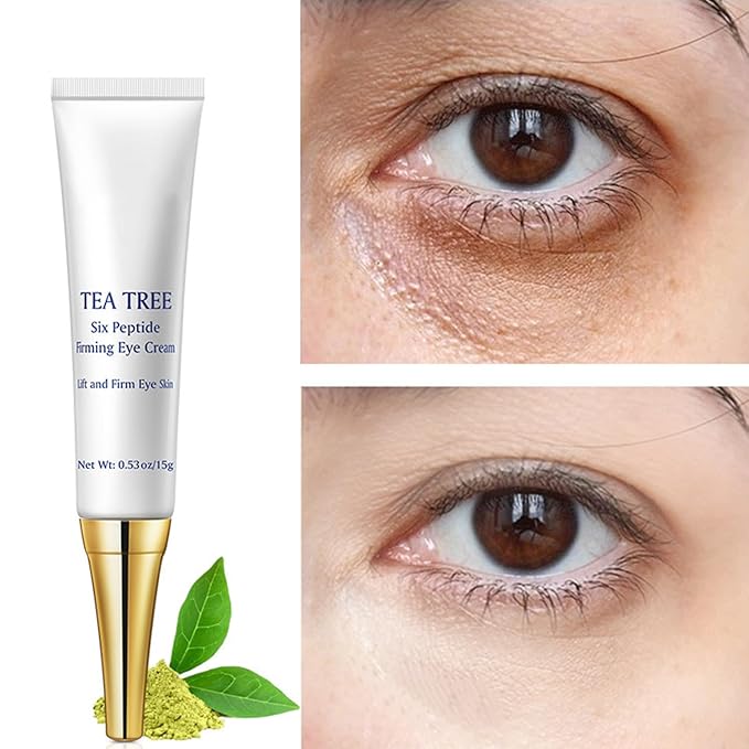 Eye Cream for Dark Circles Under Eye Cream for Puffiness and Bags Tea Tree Six Peptide Fiming Anti-Aging Eye Cream for Wrinkles Improve Fine Line Eye Repair Care,15g/0.53oz-VivaGrace Women