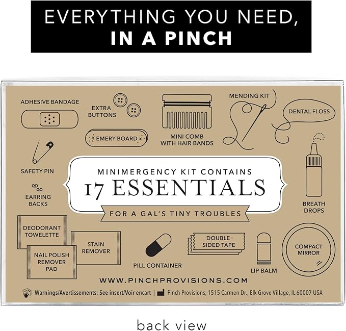Pinch Provisions Velvet Minimergency Kit, for Her, Includes 17 Must-Have Emergency Essential Items, Compact, Multi-Functional Pouch, Gift for Parties and Birthdays-VivaGrace Women