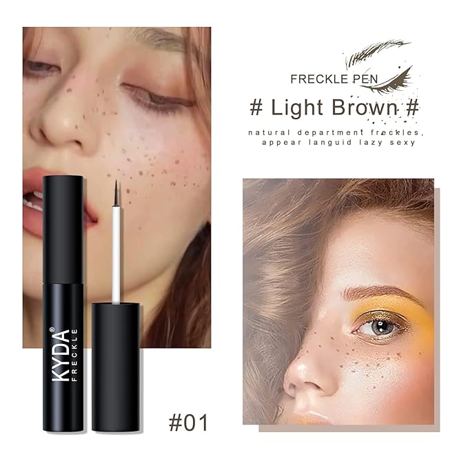 2 Colors Liquid Freckle Pen, Natural Like Freckle Makeup Pen Soft Dot Spot, Waterproof and Smudgeproof Quick Dry for Instant Create Realistic Freckles Make Up(Dark Brown+Light Brown)-VivaGrace Women