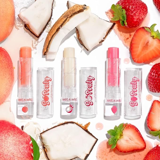 wet n wild Perfect Pout So Pouty Shine Tinted Lip Balm Coconut Flavored, Hyaluronic Acid, Vegan Collagen, Moisturizing For Dry Lip Care, Clear (Pack of 2)-VivaGrace Women