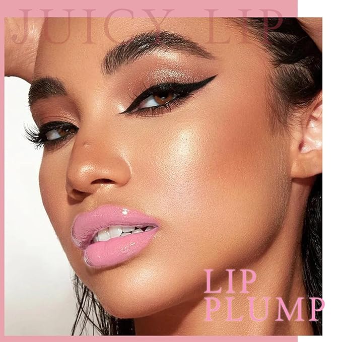 Lip Gloss Stick, Moisturizing Jelly Solid Lip Plump Oil Slick Click,Non Sticky Tinted Press Lipstick Pen, Lightweight Buildable Balm Liner Professional Makeup, High Shine Longlasting Glow-Pink-VivaGrace Women