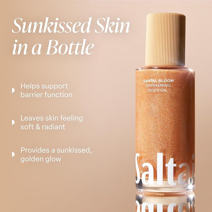 Saltair Shimmering Body Oil - Santal Bloom Scented Dry Oil Moisturizer with Light-Reflecting Pearl Pigments. Moisturizing Glow for All Skin Types - 4 Fl Oz-VivaGrace Women