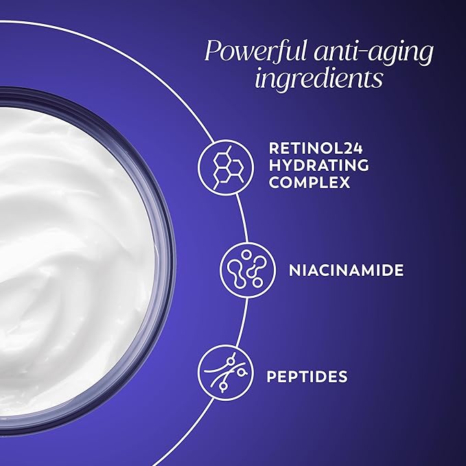 Olay Retinol Face Moisturizer, 24 MAX Anti-Aging Night Cream for Women, Fragrance-Free, Non Greasy - Anti-Wrinkle, Smooth Fine Lines, Tightening, Hydrating Skin Care - Peptides, Glycerin, 1.7 Oz-VivaGrace Women