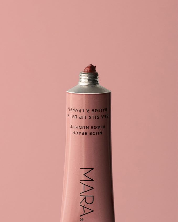 MARA - Natural Sea Silk Lip Balm With Algae + Moringa | Non-Toxic, Plant-Based Skin Care, Hypoallergenic | Moisturize, Plump + Soothe Dry, Chapped Lips (Nude Beach, 0.5 oz | 15 ml)-VivaGrace Women
