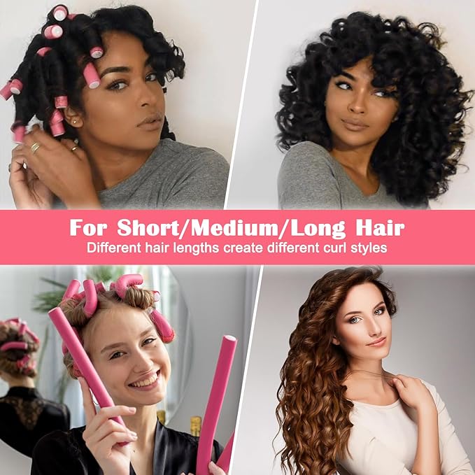 AIDUCHO Heatless Hair Curlers 42PCS Flexible Hair Rollers 7" Soft Foam Hair Curlers No Heat Bendable Curling Rods for Short Medium Long Hair, 7 Colors & Sizes-VivaGrace Women