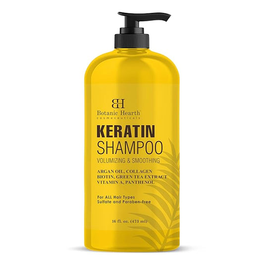 Botanic Hearth Keratin Shampoo | With Argan Oil, Collagen & Biotin | Best For Dry Damaged, Fizzy & Color Treated Hair | Hair Thickening & Sulfate Free | 16 Fl Oz (Pack Of 1)-VivaGrace Women