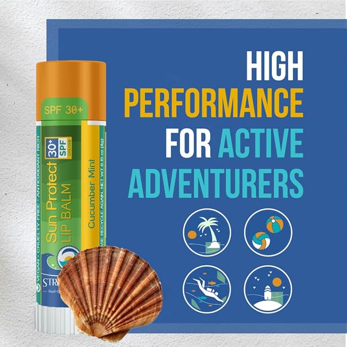 STREAM 2 SEA Cucumber Mint Lip Balm Set, Reef Safe SPF 30 and Hydrate Organic Lip Balms, Moisturizing Indoor + Sun Protect Outdoor Lip Balm For Beach and Sports, Paraben Free, Cruelty Free Lip Care-VivaGrace Women