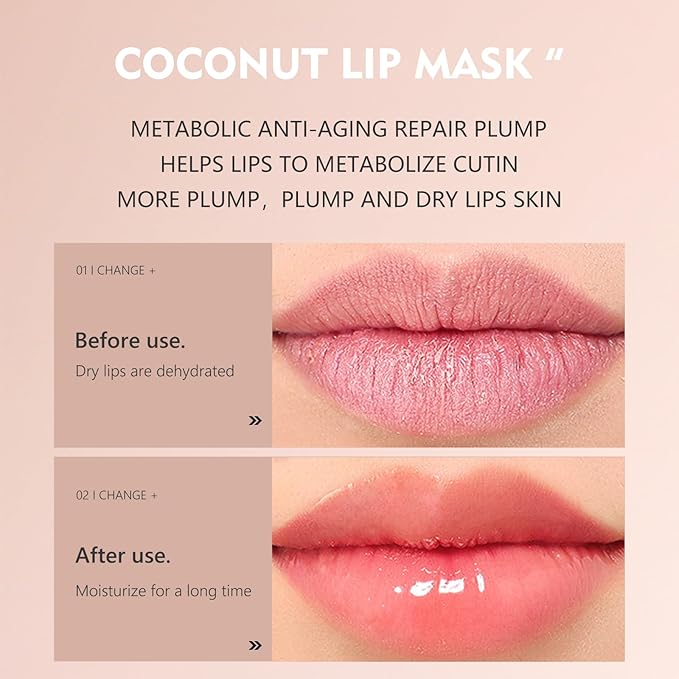 Pudaier 3Pcs Lip Care Kit with Coconut Lip Mask Caramel Lip Scrub Strawberry Lip Oil for Shiny and Nourishing Lips, Dry Lips Treatment, Moisturizing Lip Care For All Day Hydration-VivaGrace Women