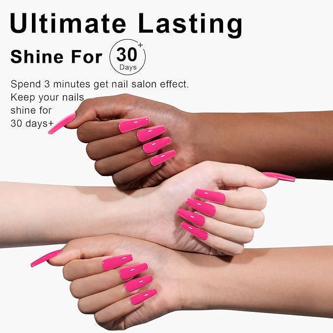 L'UGX Hot Pink Gel Nail Polish - Fall Bright Pink Color, 15ML Long Lasting UV French Tip Gel Colors for Nails Art DIY Manicure & Pedicure at Home Salon Holiday Gifts for Women